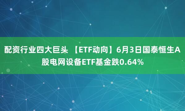 配资行业四大巨头 【ETF动向】6月3日国泰恒生A股电网设备ETF基金跌0.64%